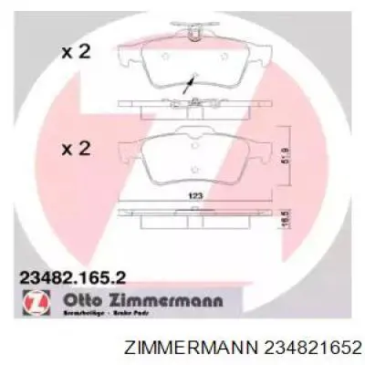 Задние тормозные колодки 234821652 Zimmermann