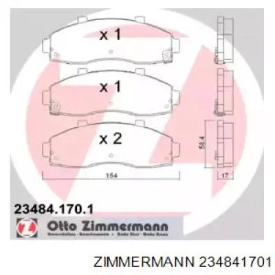 234841701 Zimmermann передние тормозные колодки