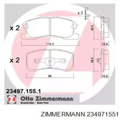23497.155.1 Zimmermann колодки тормозные передние дисковые