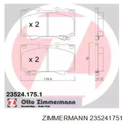 235241751 Zimmermann Колодки передние