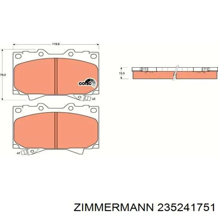 Купить 235241751 Zimmermann Колодки тормозные