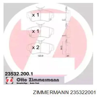 Передние тормозные колодки 235322001 Zimmermann