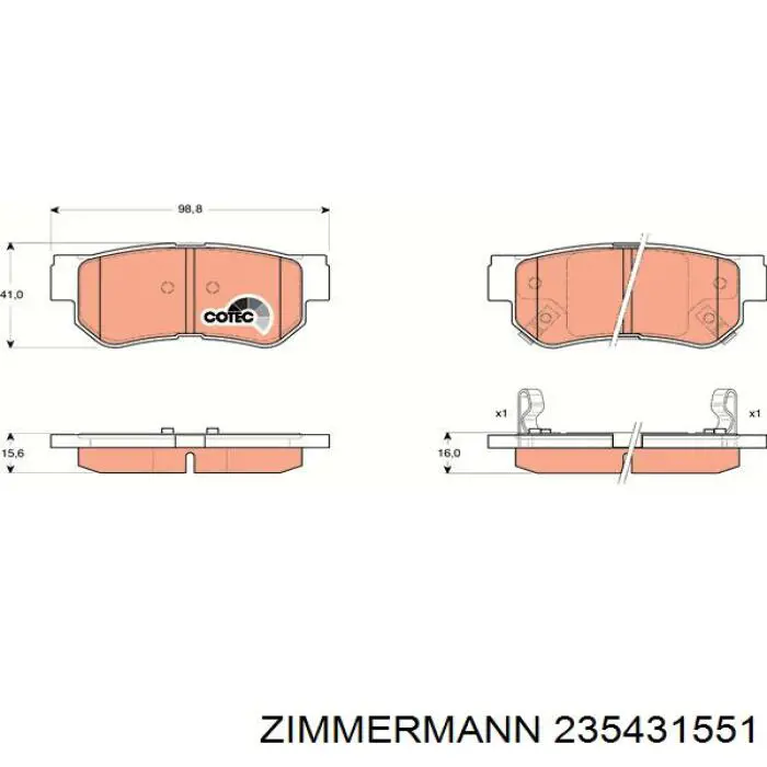 Купить 235431551 Zimmermann Колодки тормозные задние, дисковые