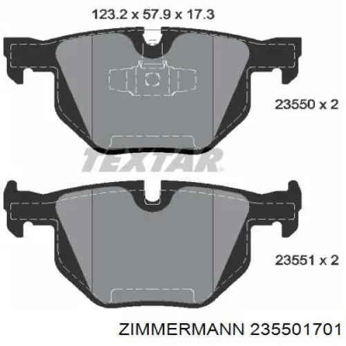 Купить 235501701 Zimmermann Колодки тормозные задние, дисковые