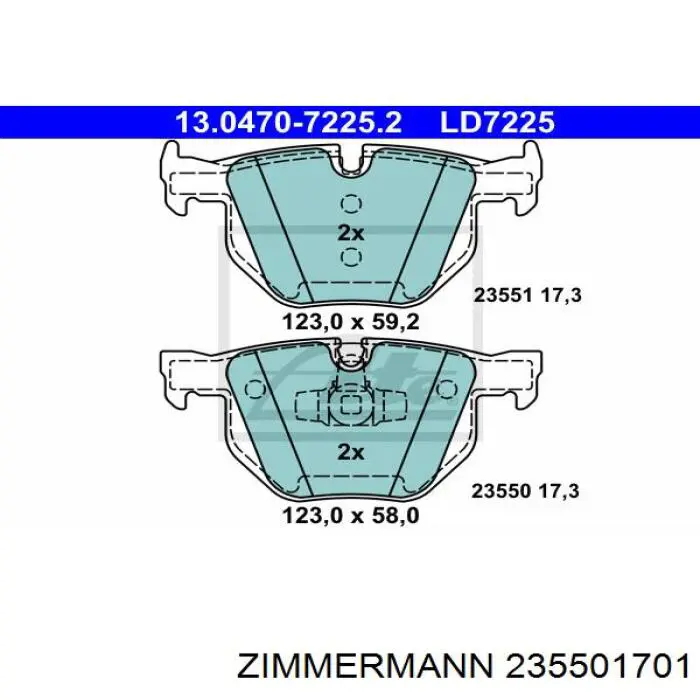 Задние тормозные колодки 235501701 Zimmermann