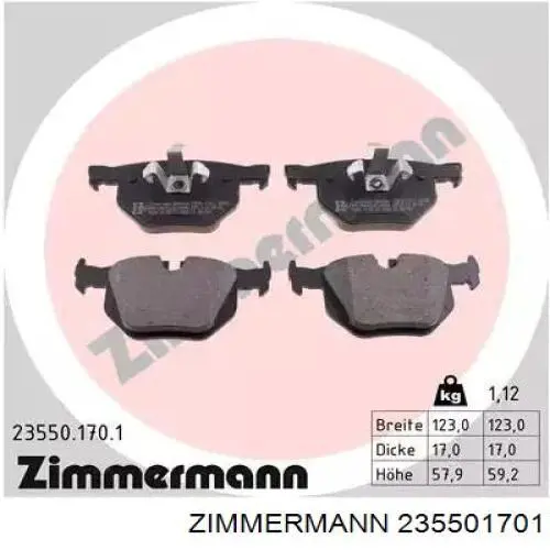 Колодки тормозные задние дисковые Zimmermann 235501701