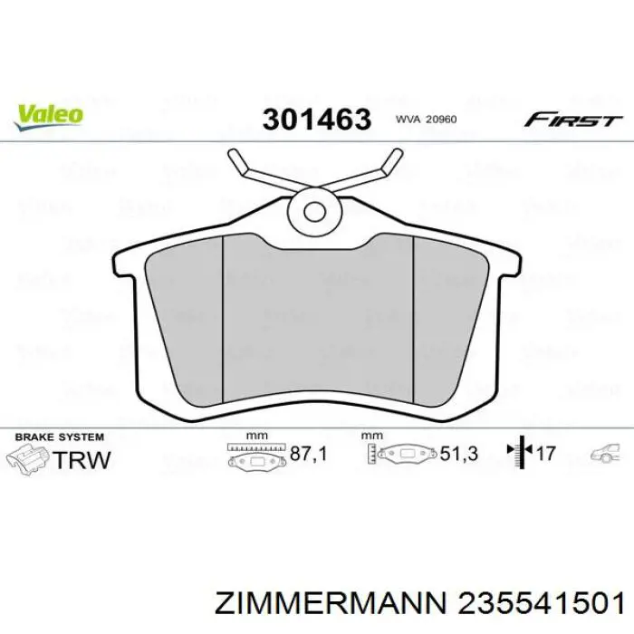 Колодки дисковые  Zimmermann 235541501 цена, от 24.27 USD