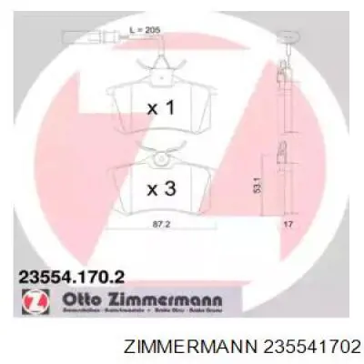 Задние тормозные колодки 235541702 Zimmermann