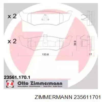 23561.170.1 Zimmermann колодки тормозные задние дисковые