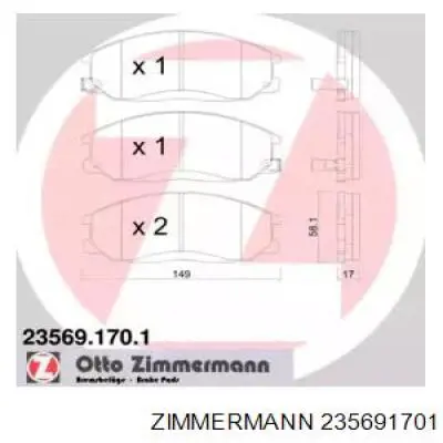 Передние тормозные колодки 235691701 Zimmermann