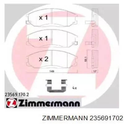 Передние тормозные колодки 235691702 Zimmermann