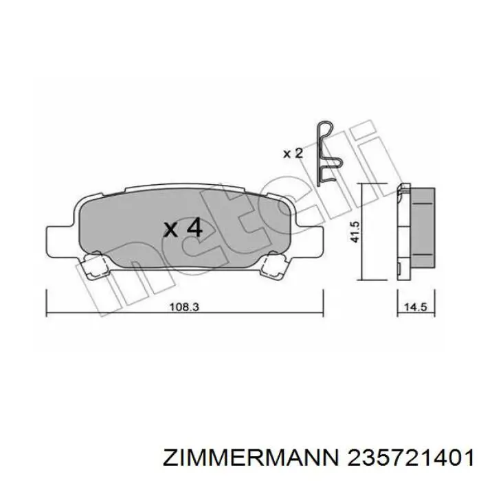 235721401 Zimmermann Колодки тормозные дисковые комплект