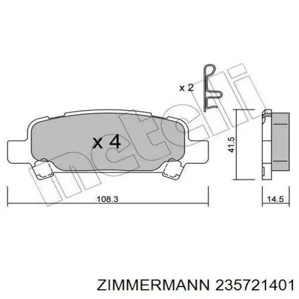 Купить 235721401 Zimmermann Колодки тормозные задние, дисковые