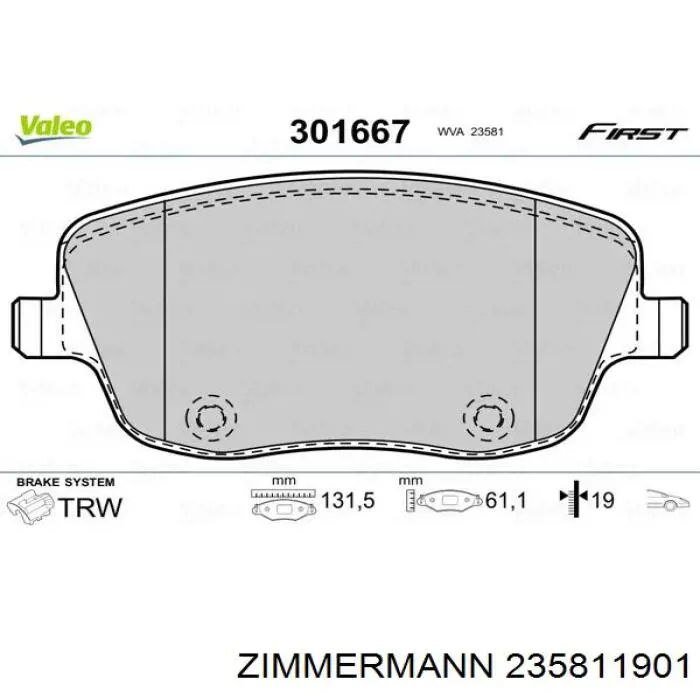 Тормозные колодки Zimmermann 235811901