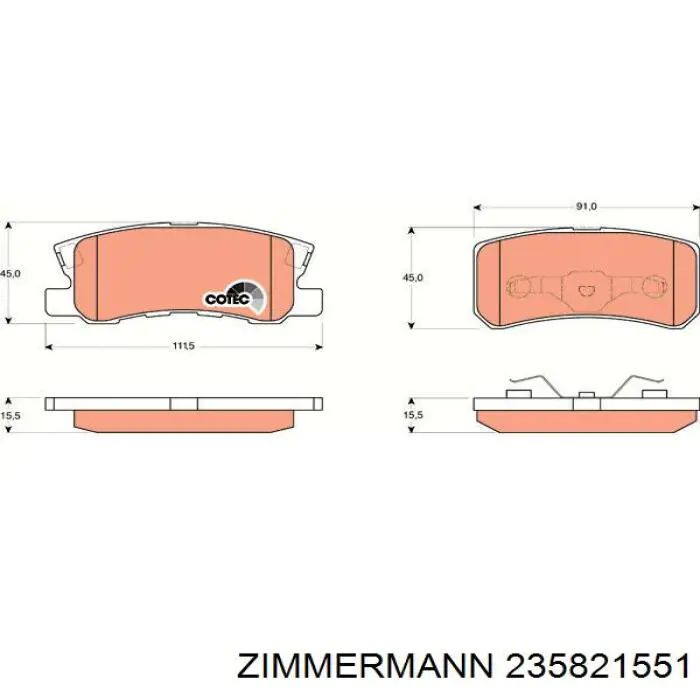 Задние тормозные колодки 235821551 Zimmermann