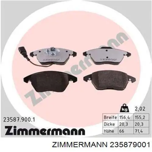 235879001 Zimmermann передние тормозные колодки
