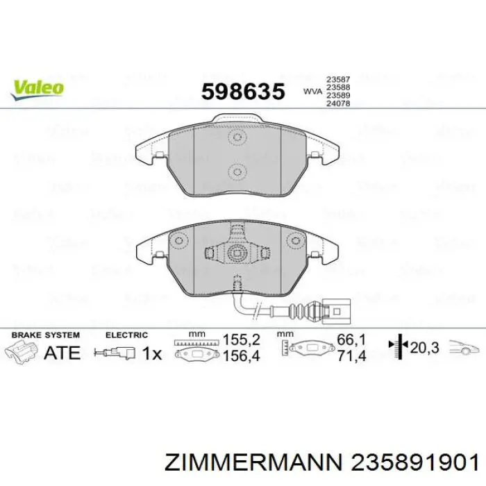 Купить 235891901 Zimmermann Колодки тормозные