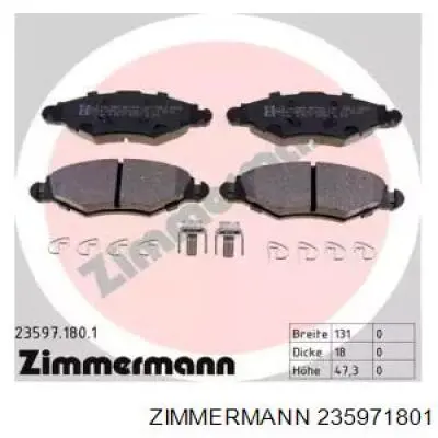 235971801 Zimmermann колодки тормозные передние дисковые