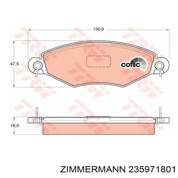 Передние тормозные колодки 235971801 Zimmermann