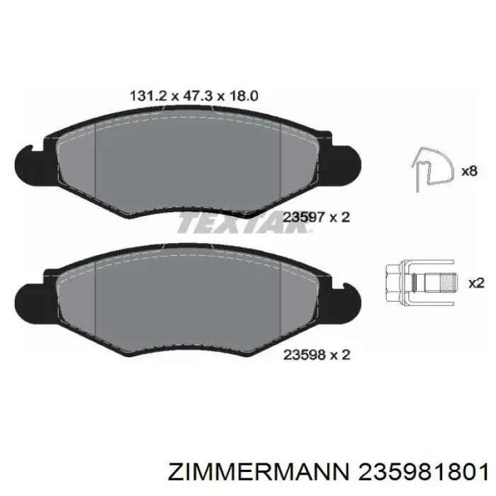 Передние тормозные колодки 235981801 Zimmermann