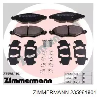 23598.180.1 Zimmermann колодки тормозные передние дисковые