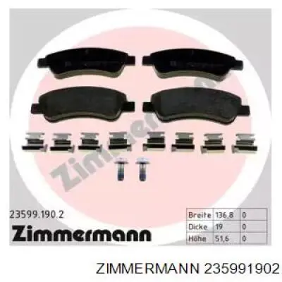 235991902 Zimmermann колодки тормозные передние дисковые