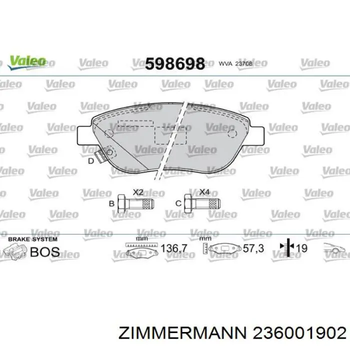 Колодки Zimmermann 236001902 цена, от 23.19 USD