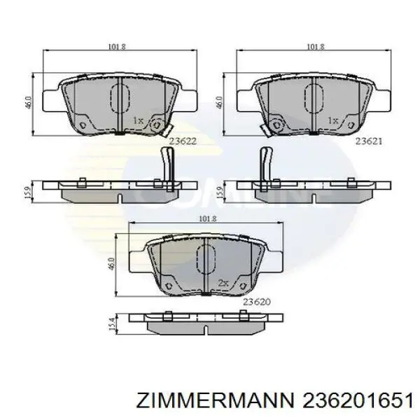 Купить 236201651 Zimmermann Колодки тормозные задние, дисковые