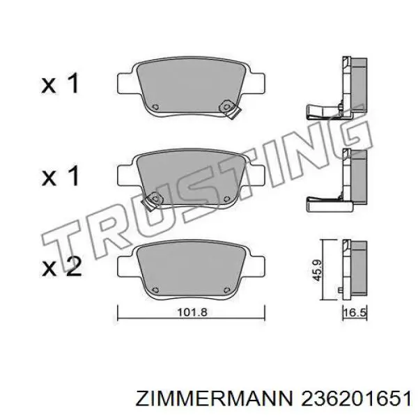Колодки дисковые  Zimmermann 236201651 цена, от 19.07 USD