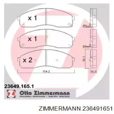 Передние тормозные колодки 236491651 Zimmermann