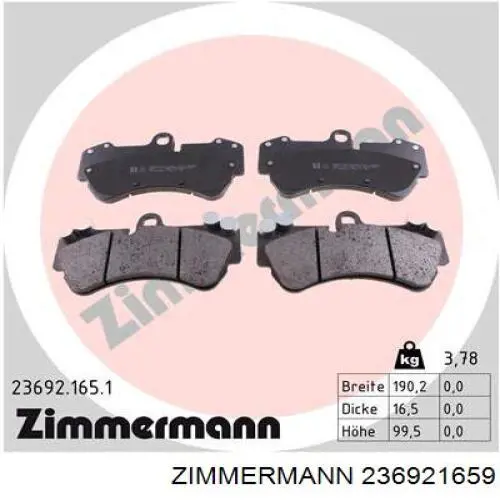 Колодки Zimmermann 236921659 цена, от 58.44 USD