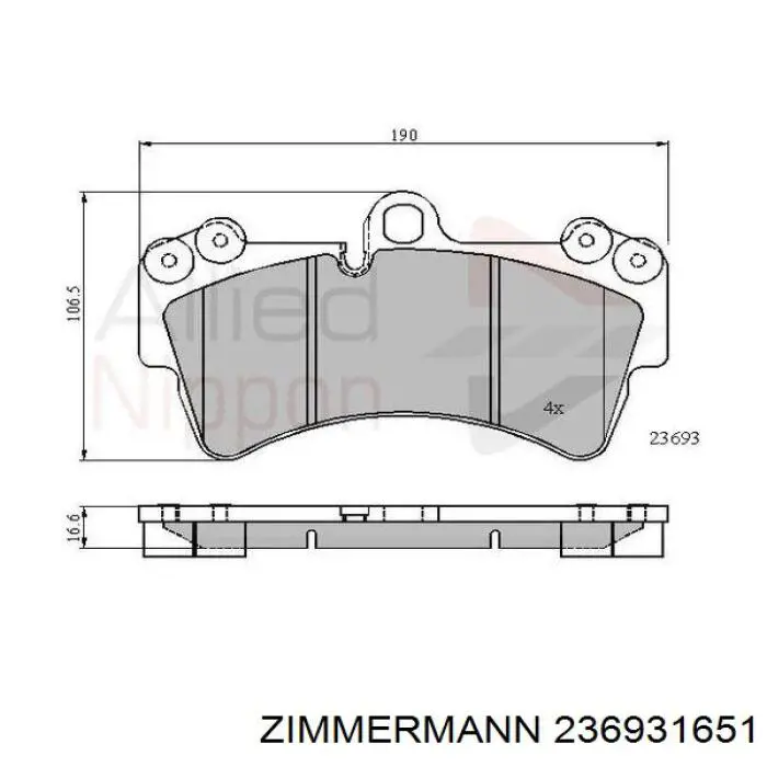 Передние тормозные колодки 236931651 Zimmermann