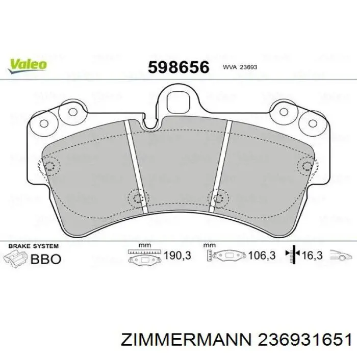 Тормозные колодки Zimmermann 236931651