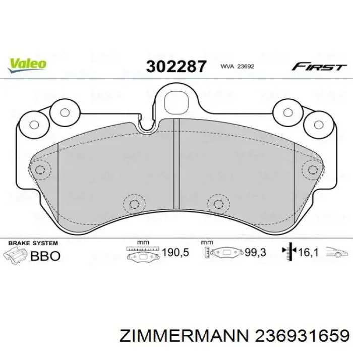 Купить 236931659 Zimmermann Колодки тормозные