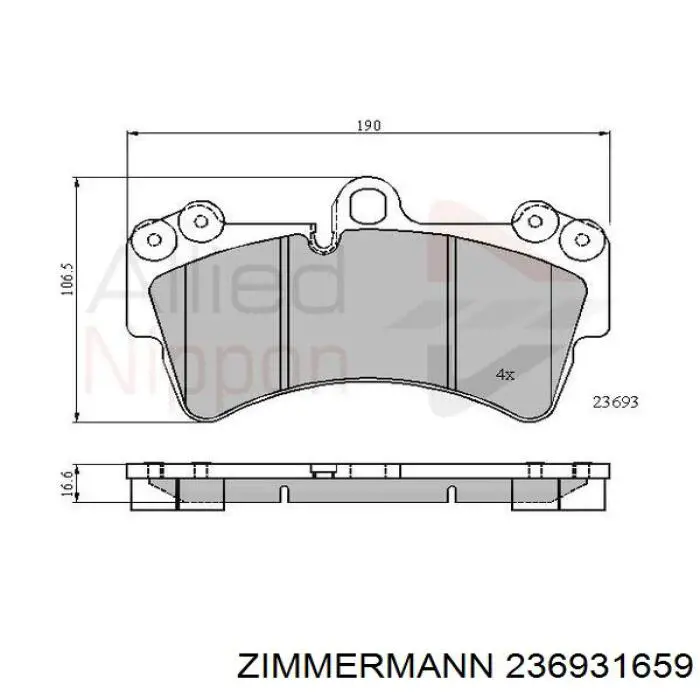 Передние тормозные колодки 236931659 Zimmermann
