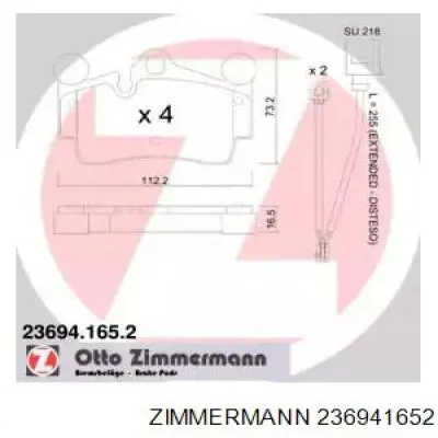 23694.165.2 Zimmermann колодки тормозные задние дисковые
