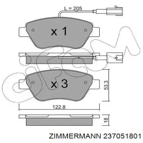 Купить 237051801 Zimmermann Колодки тормозные
