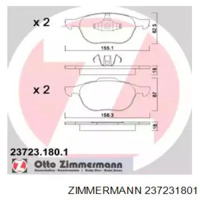 Купить 237231801 Zimmermann Колодки тормозные