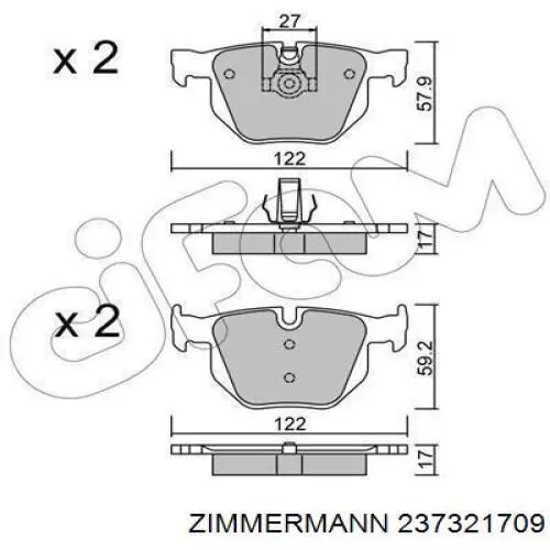 Задние тормозные колодки 237321709 Zimmermann