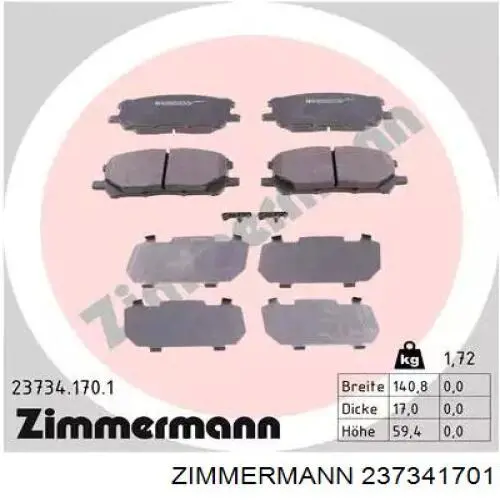 Передние тормозные колодки 237341701 Zimmermann