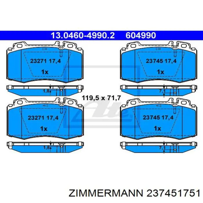 Колодки Zimmermann 237451751 цена, от 50.90 USD
