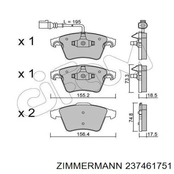 Тормозные колодки Zimmermann 237461751