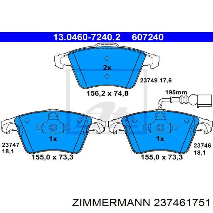 Купить 237461751 Zimmermann Колодки тормозные