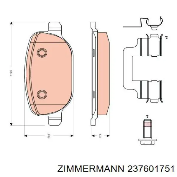 Задние дисковые колодки Zimmermann 237601751