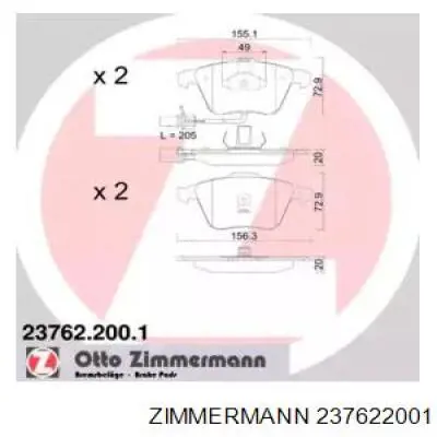 Колодки Zimmermann 237622001 цена, от 61.77 USD