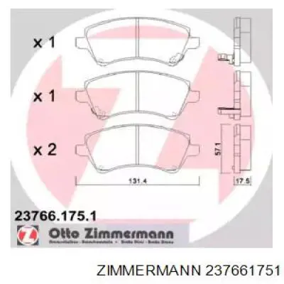 Передние тормозные колодки 237661751 Zimmermann