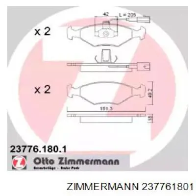 23776.180.1 Zimmermann колодки тормозные передние дисковые