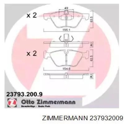 Передние тормозные колодки 237932009 Zimmermann