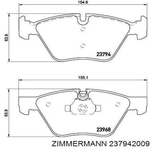 Передние тормозные колодки 237942009 Zimmermann