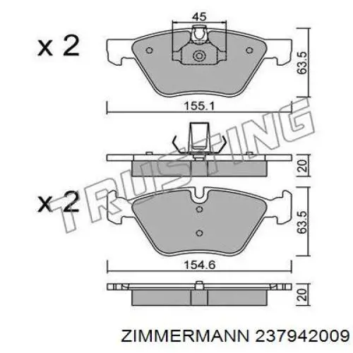 Тормозные колодки Zimmermann 237942009